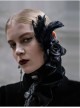 Gothic Gauze Roses Feather Black Hair Plug