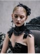 Gothic Gauze Roses Feather Black Hair Plug