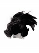Gothic Gauze Roses Feather Black Hair Plug