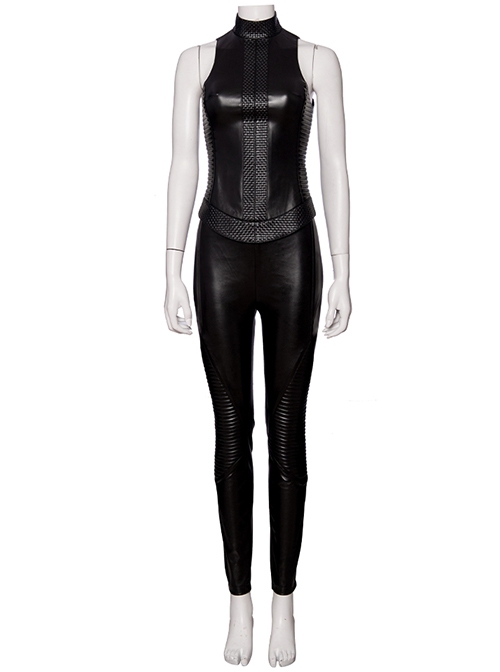 Alita Battle Angel Alita Printing Bodysuit Battle Suit Halloween Cosplay Costume Black Vest And Trousers
