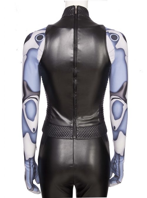 Alita Battle Angel Alita Printing Bodysuit Battle Suit Halloween Cosplay Costume Black Vest And Trousers