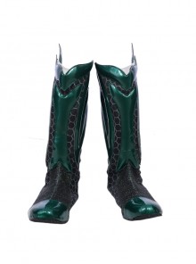 Aquaman Arthur Curry Battle Suit Halloween Cosplay Accessories Green Boots