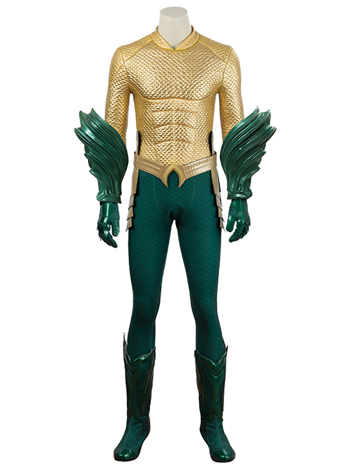 Aquaman Arthur Curry Battle Suit Halloween Cosplay Accessories Green Boots