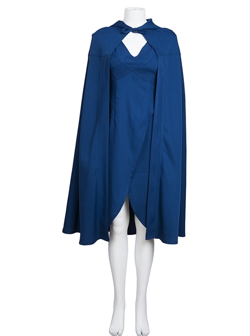 Game Of Thrones Dragon Mother Daenerys Targaryen Blue Dress And Cloak Set Cosplay Stage Performance Costume