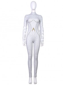 Aquaman Queen Atlanna White Battle Suit Halloween Cosplay Costume White Bodysuit