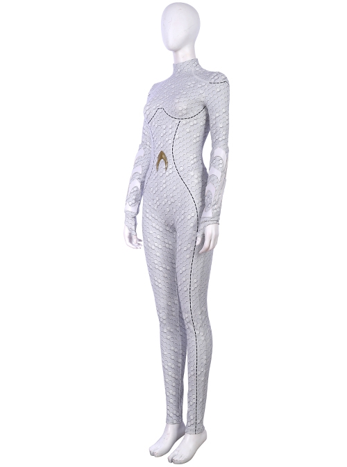 Aquaman Queen Atlanna White Battle Suit Halloween Cosplay Costume White Bodysuit