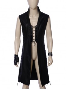 Devil May Cry 5 V The Mysterious One Black Long Vest Suit Halloween Cosplay Costume Sleeveless Windbreaker
