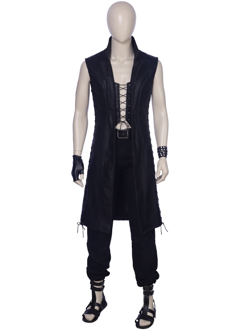 Devil May Cry 5 V The Mysterious One Black Long Vest Suit Halloween Cosplay Costume Sleeveless Windbreaker