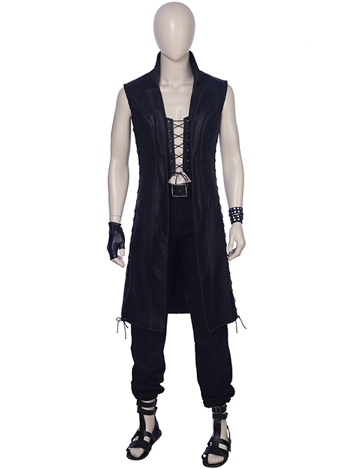 Devil May Cry 5 V The Mysterious One Black Long Vest Suit Halloween Cosplay Costume Black Trousers