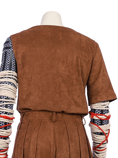 Sekiro Shadows Die Twice Shinobi Of The Divine Heir Wolf Halloween Cosplay Costume Brown One Arm Top