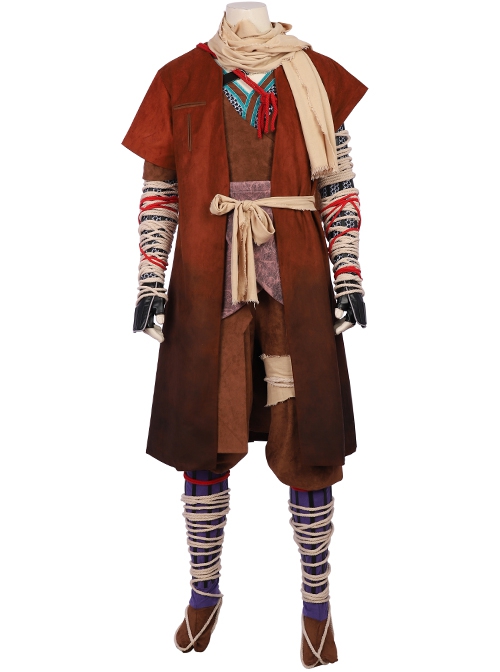 Sekiro Shadows Die Twice Shinobi Of The Divine Heir Wolf Halloween Cosplay Costume Brown One Arm Top
