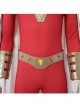 Shazam Billy Batson Red Bodysuit Battle Suit Halloween Cosplay Accessories Golden Waistband And Wrist Guards