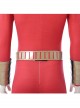 Shazam Billy Batson Red Bodysuit Battle Suit Halloween Cosplay Accessories Golden Waistband And Wrist Guards