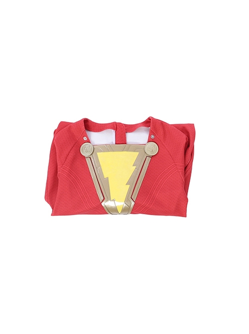 Shazam Billy Batson Red Bodysuit Battle Suit Halloween Cosplay Costume Red Bodysuit