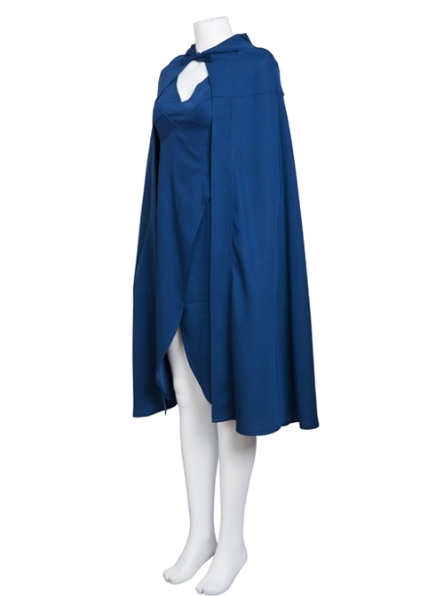 Game Of Thrones Dragon Mother Daenerys Targaryen Cosplay Costume Blue Hooded Cloak