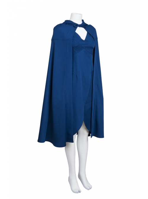 sapphire blue silk dress Sapphire Blue Deep-V Satin Bridesmaid Dress | Flutter Sleeve