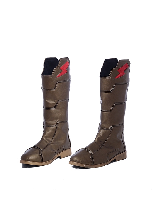 Shazam Billy Batson Red Bodysuit Battle Suit Halloween Cosplay Accessories Brown Boots