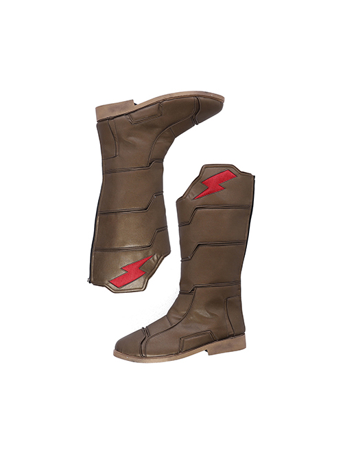 Shazam Billy Batson Red Bodysuit Battle Suit Halloween Cosplay Accessories Brown Boots