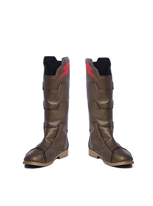 Shazam Billy Batson Red Bodysuit Battle Suit Halloween Cosplay Accessories Brown Boots