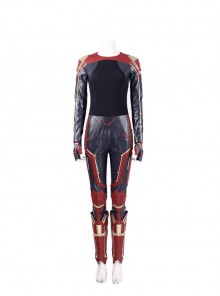 Captain Marvel Carol Danvers Red Version Battle Suit Halloween Cosplay Costume Bodysuit