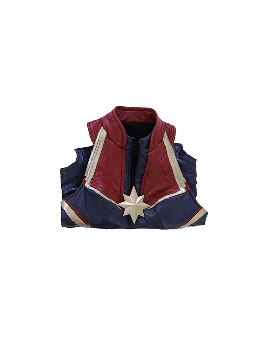 Captain Marvel Carol Danvers Red Version Battle Suit Halloween Cosplay Costume Vest