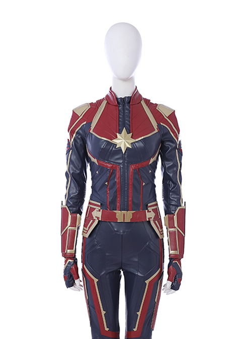 Captain Marvel Carol Danvers Red Version Battle Suit Halloween Cosplay Costume Vest