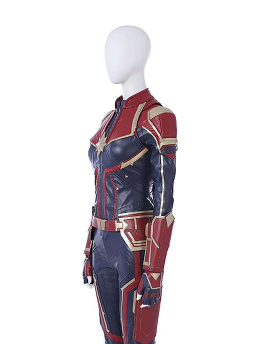 Captain Marvel Carol Danvers Red Version Battle Suit Halloween Cosplay Costume Vest