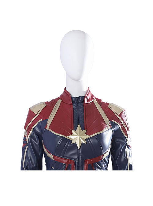 Captain Marvel Carol Danvers Red Version Battle Suit Halloween Cosplay Costume Vest