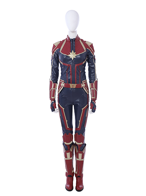 Captain Marvel Carol Danvers Red Version Battle Suit Halloween Cosplay Costume Vest