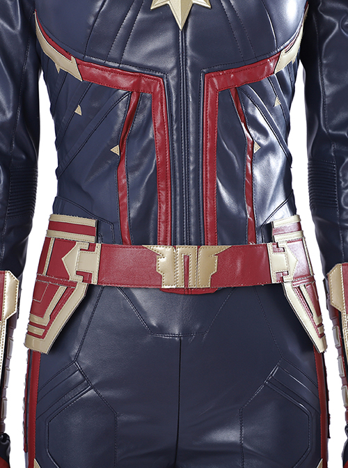 Captain Marvel Carol Danvers Red Version Battle Suit Halloween Cosplay Accessories Red Waistband