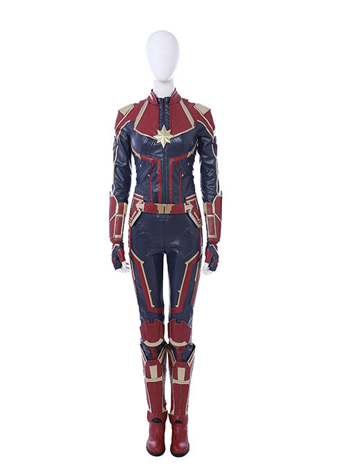 Captain Marvel Carol Danvers Red Version Battle Suit Halloween Cosplay Accessories Red Waistband