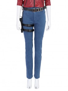 Biohazard Re 2 Claire Redfield Halloween Cosplay Costume Blue Trousers
