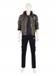 Cyberpunk 2077 Male Role Army Green Jacket Suit Halloween Cosplay Costume Gray T-Shirt