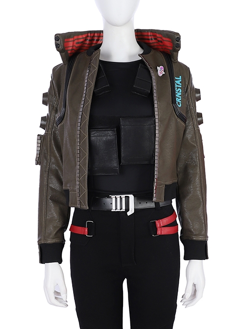 Cyberpunk 2077 Female Role Army Green Jacket Suit Halloween Cosplay Costume Army Green Jacket