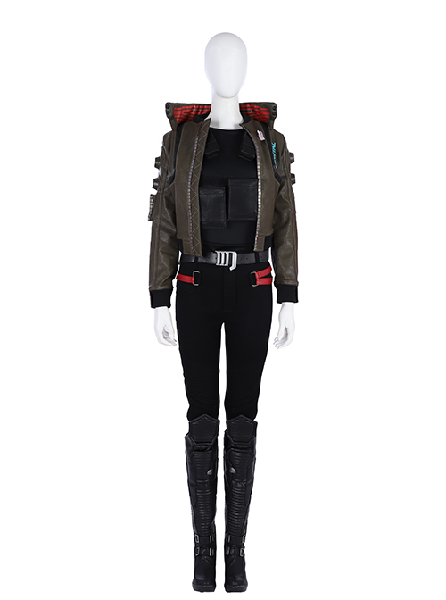 Cyberpunk 2077 Female Role Army Green Jacket Suit Halloween Cosplay Costume Army Green Jacket