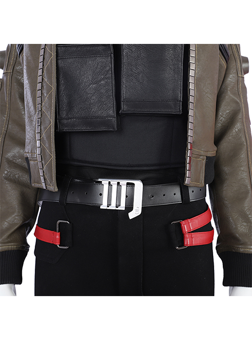 Cyberpunk 2077 Female Role Army Green Jacket Suit Halloween Cosplay Accessories Black Waistband