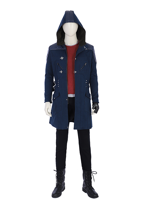 Devil May Cry 5 Nero Hooded Windbreaker Suit Halloween Cosplay Costume Red Sweater Vest
