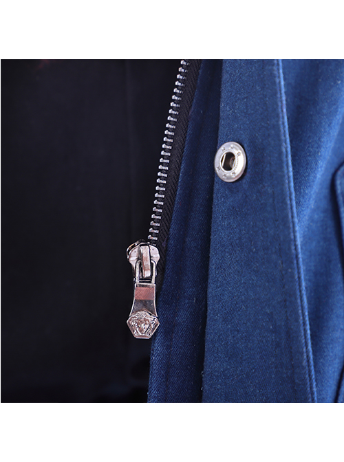 Devil May Cry 5 Nero Hooded Windbreaker Suit Halloween Cosplay Costume Blue Windbreaker