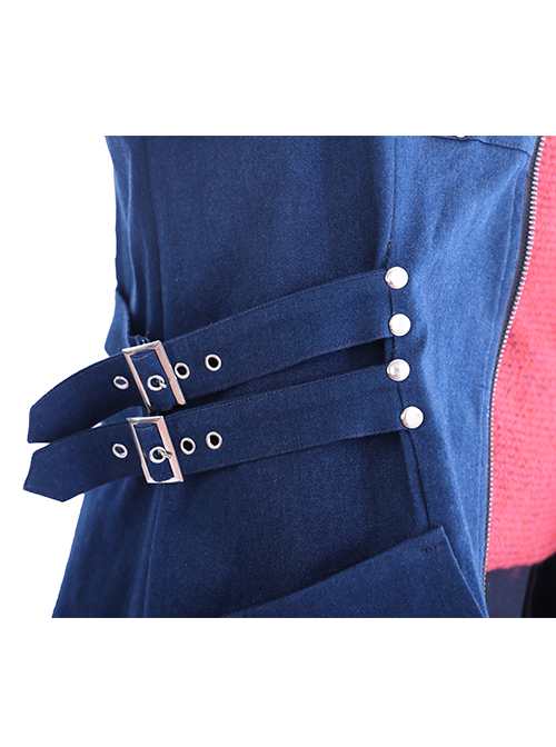 Devil May Cry 5 Nero Hooded Windbreaker Suit Halloween Cosplay Costume Blue Windbreaker