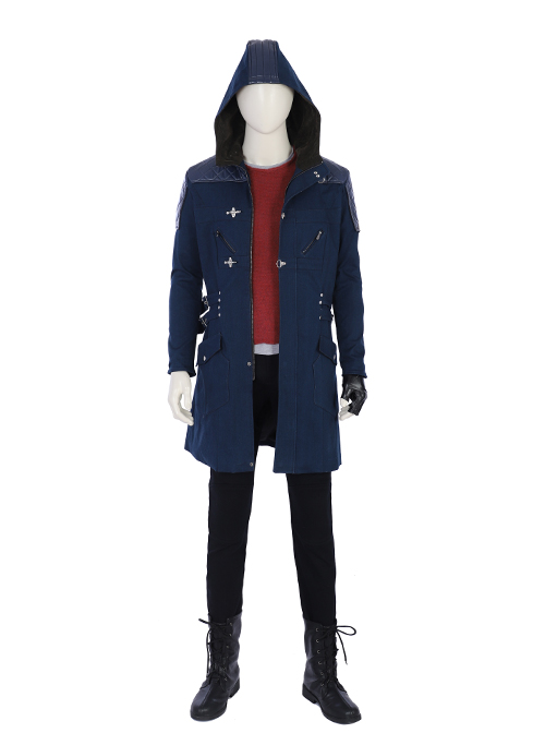 Devil May Cry 5 Nero Hooded Windbreaker Suit Halloween Cosplay Costume Blue Windbreaker