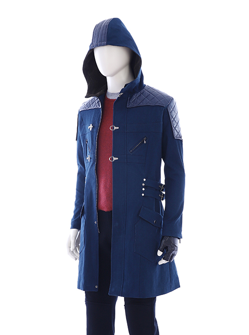 Devil May Cry 5 Nero Hooded Windbreaker Suit Halloween Cosplay Costume Blue Windbreaker