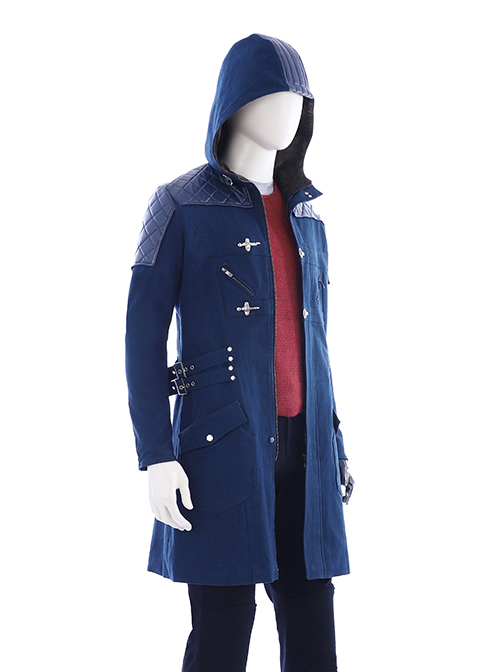 Devil May Cry 5 Nero Hooded Windbreaker Suit Halloween Cosplay Costume Blue Windbreaker
