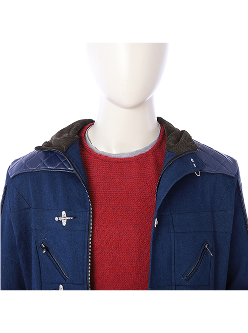 Devil May Cry 5 Nero Hooded Windbreaker Suit Halloween Cosplay Costume Blue Windbreaker