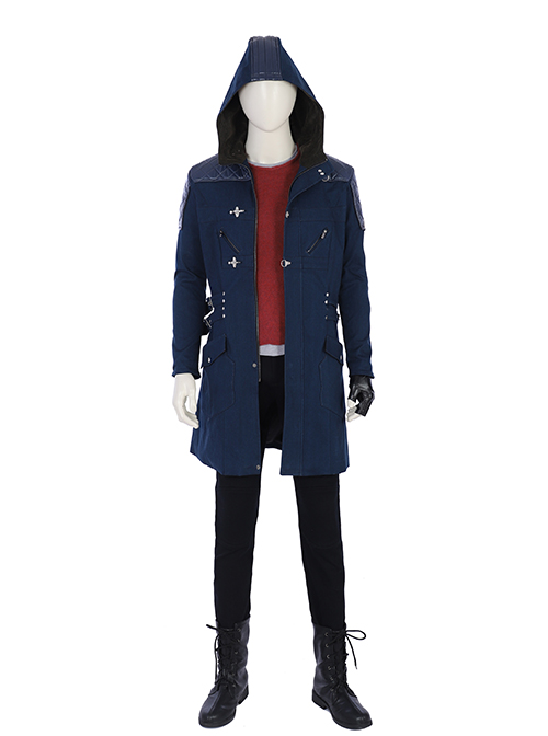 Devil May Cry 5 Nero Hooded Windbreaker Suit Halloween Cosplay Costume Black Trousers