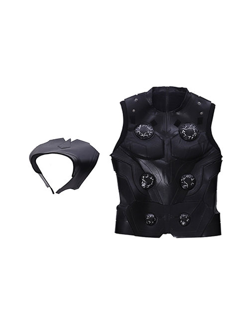 Avengers Infinity War Thor Thor Odinson Battle Suit Halloween Cosplay Costume Black Vest And Shoulder Armor