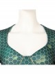 Aquaman Mera Green Scale Print Battle Suit Halloween Cosplay Costume Green Bodysuit
