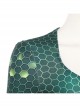 Aquaman Mera Green Scale Print Battle Suit Halloween Cosplay Costume Green Bodysuit