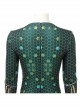 Aquaman Mera Green Scale Print Battle Suit Halloween Cosplay Costume Green Bodysuit