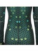 Aquaman Mera Green Scale Print Battle Suit Halloween Cosplay Costume Green Bodysuit
