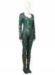 Aquaman Mera Green Scale Print Battle Suit Halloween Cosplay Costume Green Bodysuit